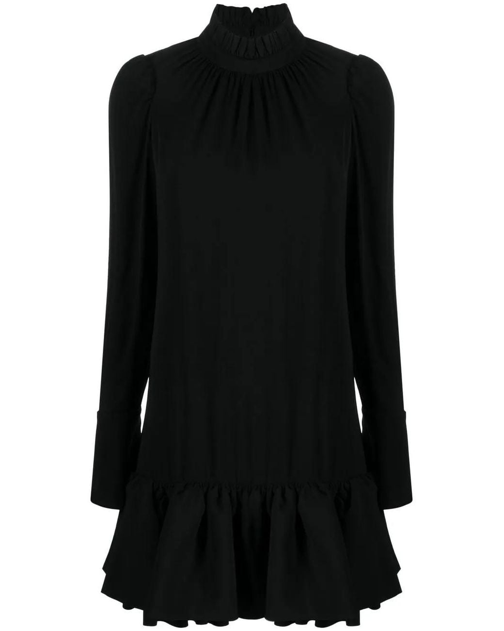 Rabanne Black Frilled-Hem Short Dress