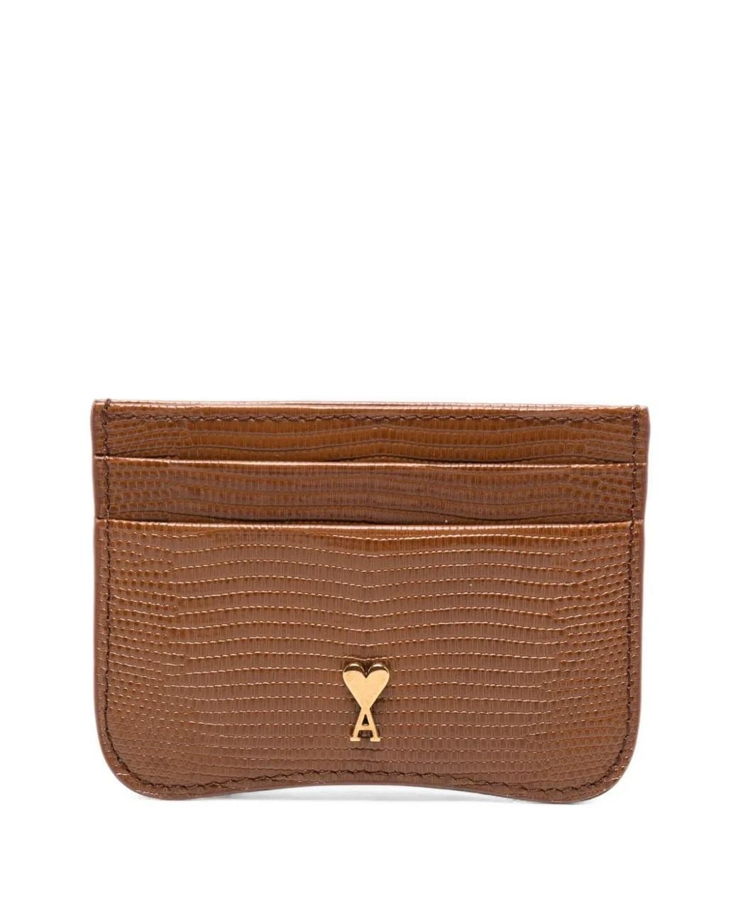 AMI Brown Ami De Coeur Lizard-Effect Cardholder