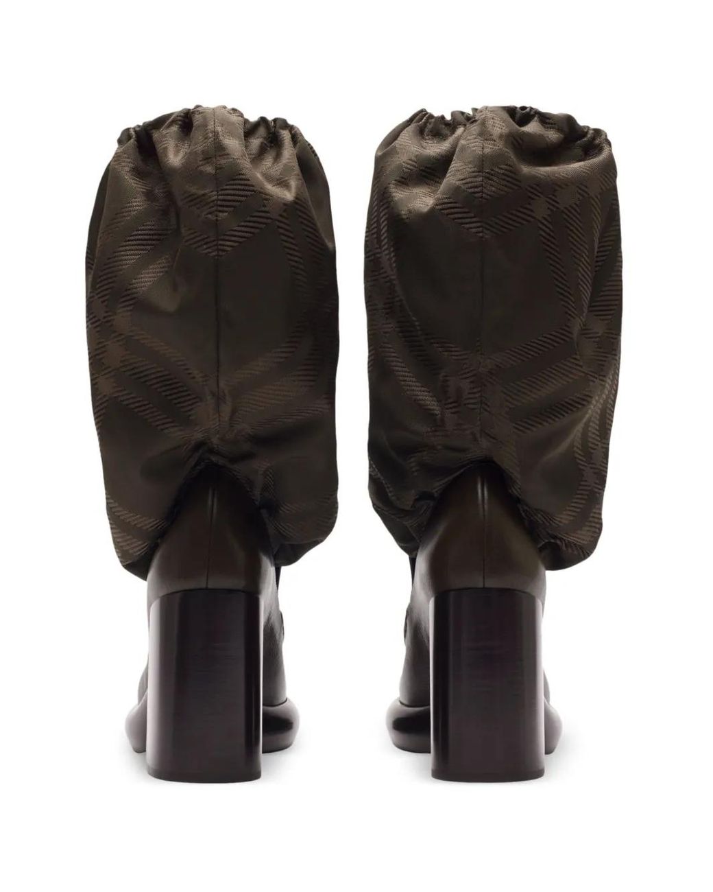 Burberry Black Square-Toe Check-Print Boots