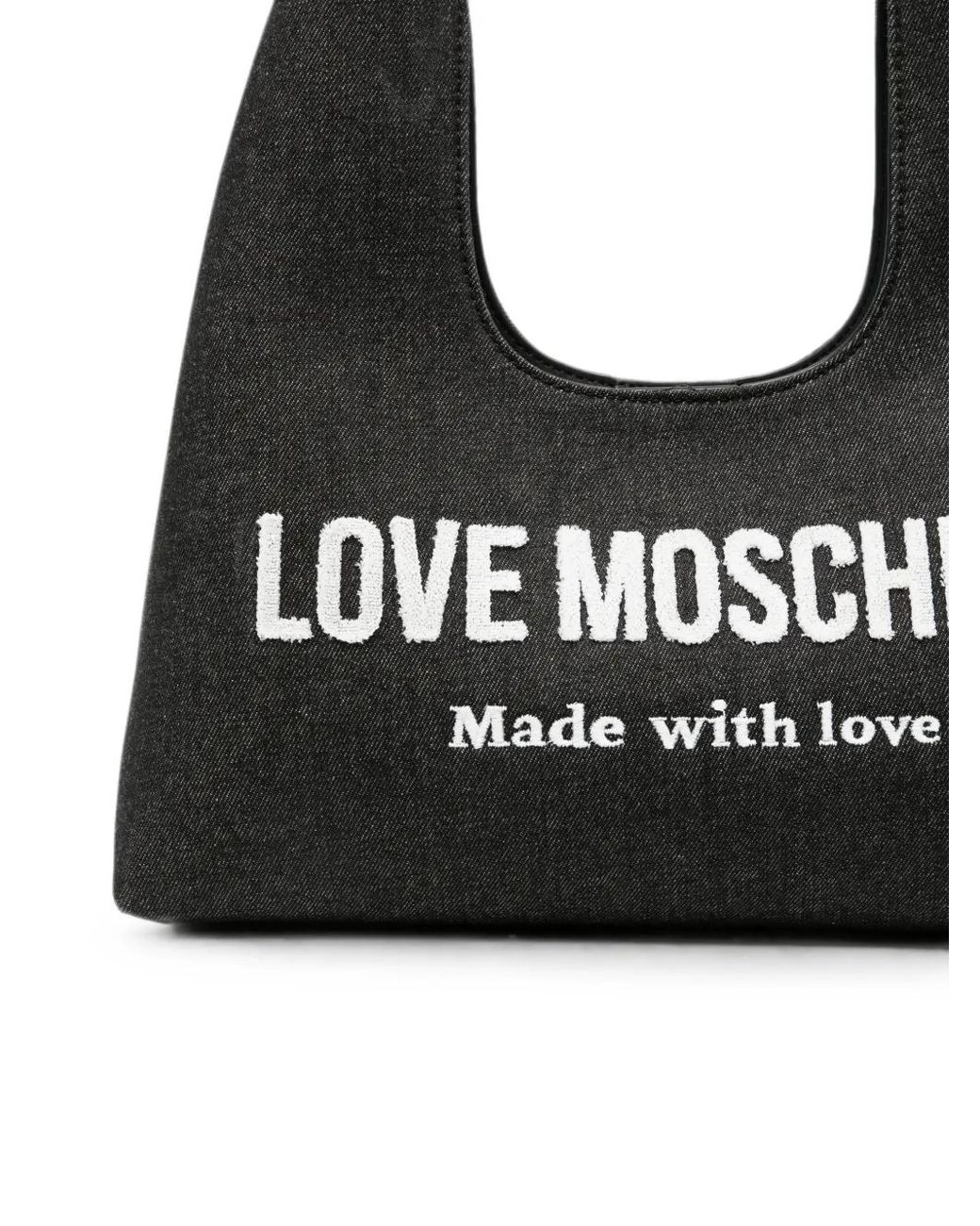 Love Moschino Black Logo-Appliqué Denim Shoulder Bag