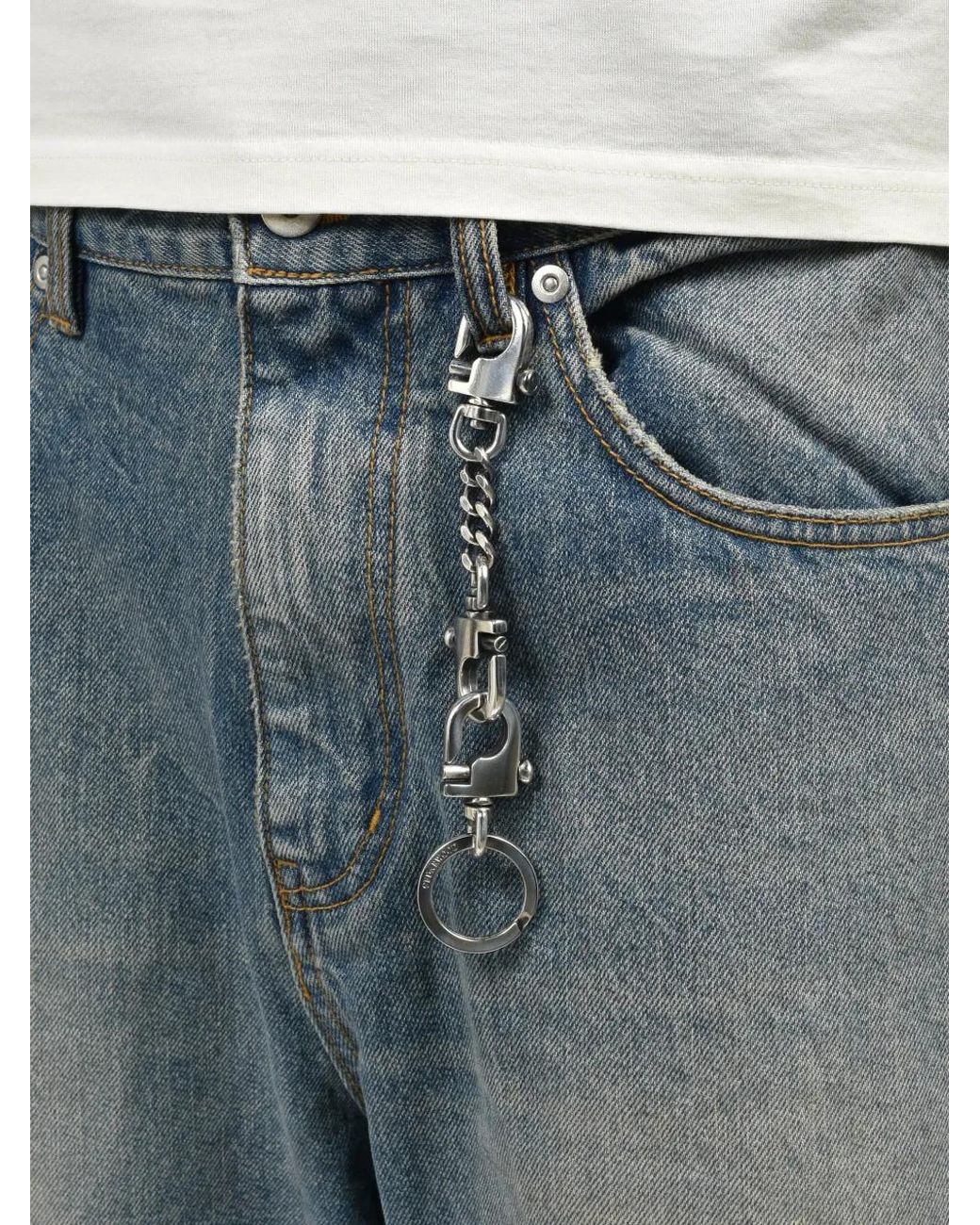 CEDARWOOD White Clink Curb-Chain Keychain for men