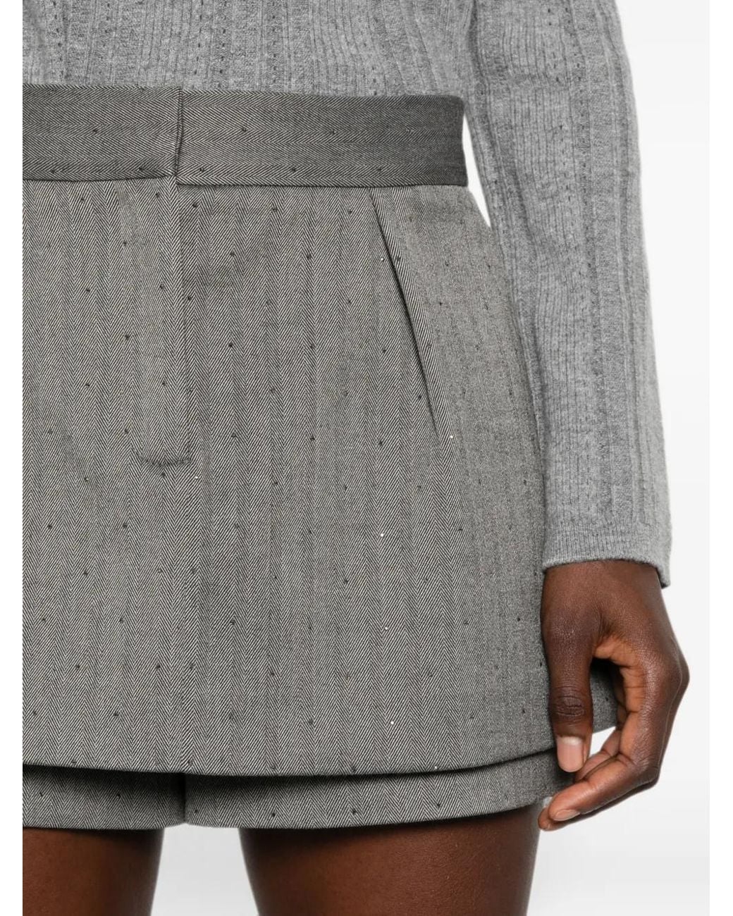 Maje Gray Rhinestone Tailored Skort