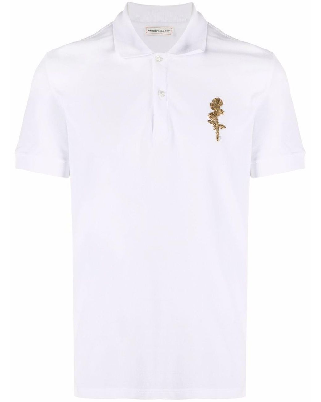 Alexander McQueen Embroidered-detail Polo Shirt in White for Men - Lyst