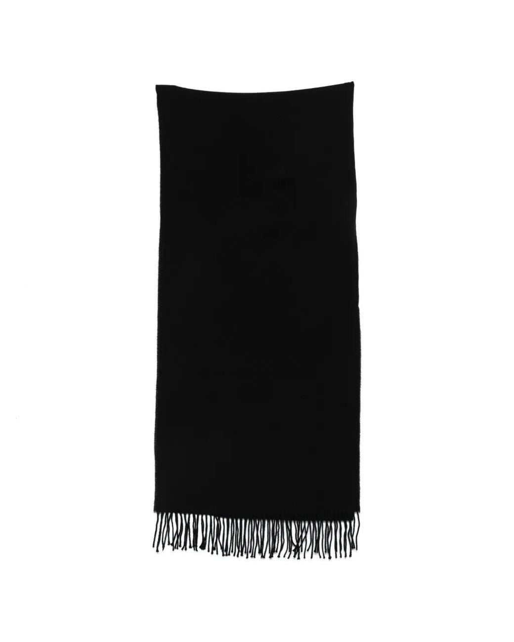 Emporio Armani Black Fringed Wool Scarf
