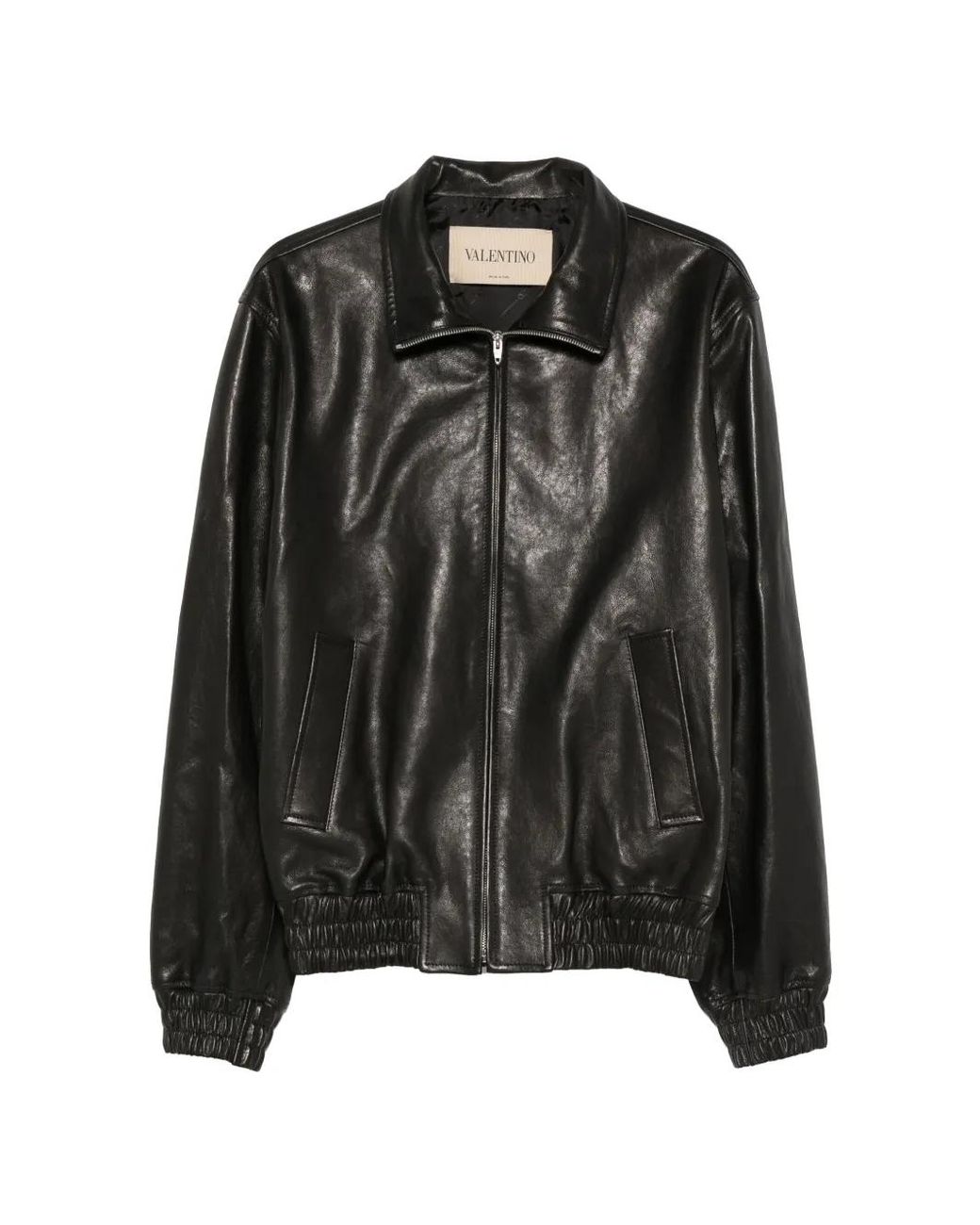 Valentino Garavani Black Zip-Up Leather Jacket for men