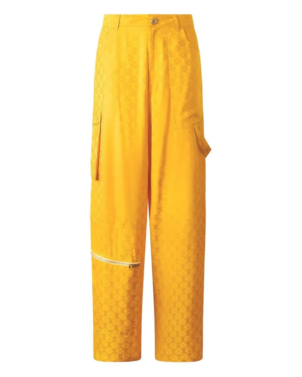 Roberto Cavalli Yellow Patterned Cargo Trousers