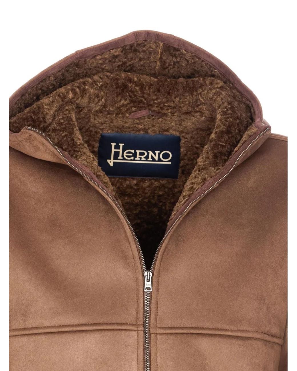 Herno Brown Welt-Pocket Hooded Jacket for men
