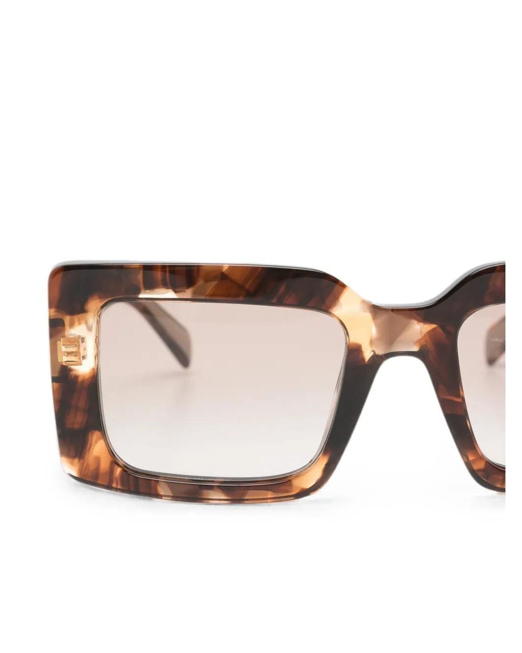 Prada Brown Tortoiseshell-Effect Rectangle-Frame Sunglasses for men