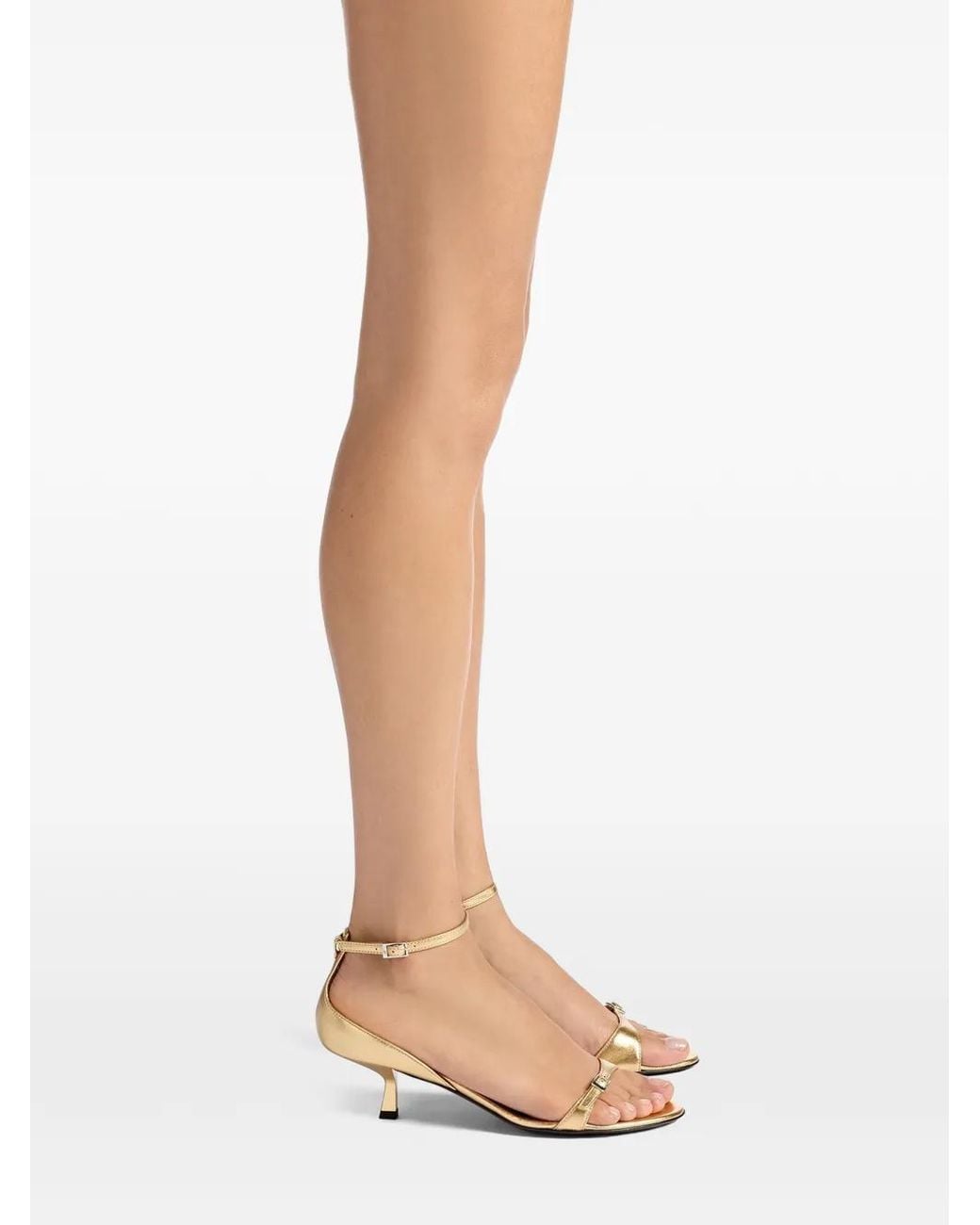 Giuseppe Zanotti Natural Micky Buckles Laminated Buckle Ankle Strap Sandals
