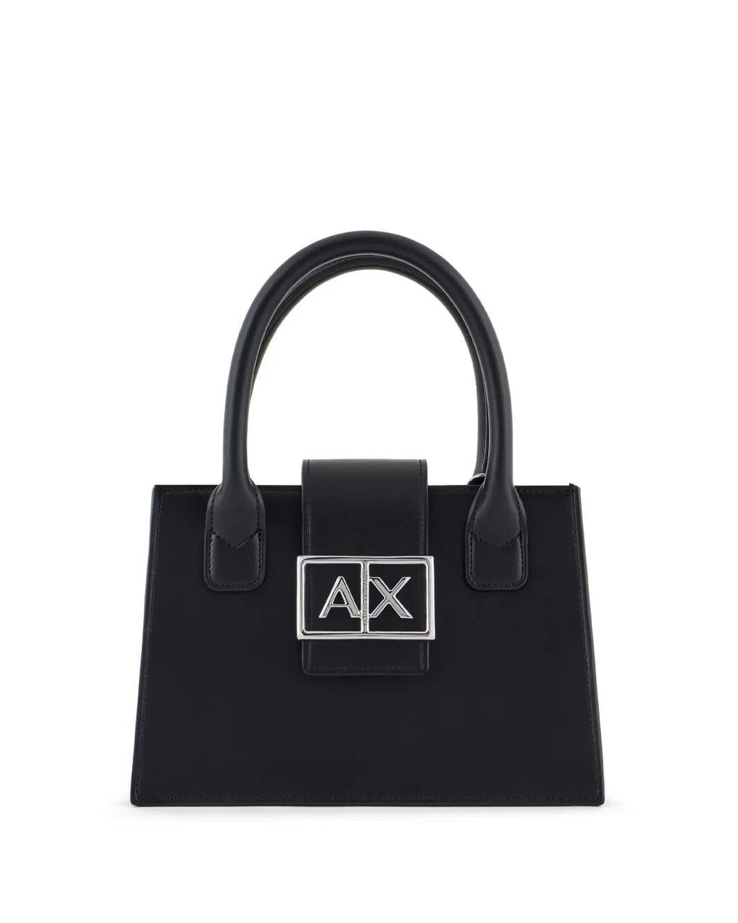 ARMANI EXCHANGE Black Logo-Plaque Tote Bag