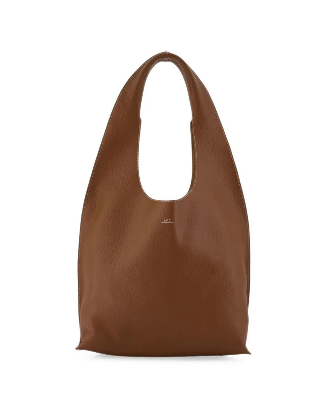 A.P.C. Brown Le Neige Clou Leather Tote Bag