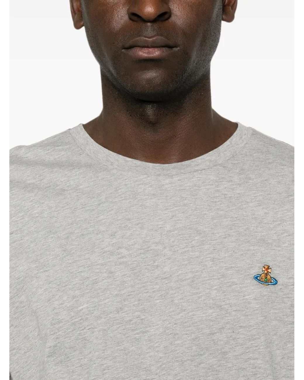 Vivienne Westwood Gray Orb-Embroidered T-Shirt for men