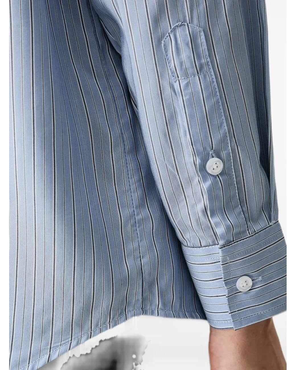 Silvian Heach Blue Vertical-Stripe Shirt