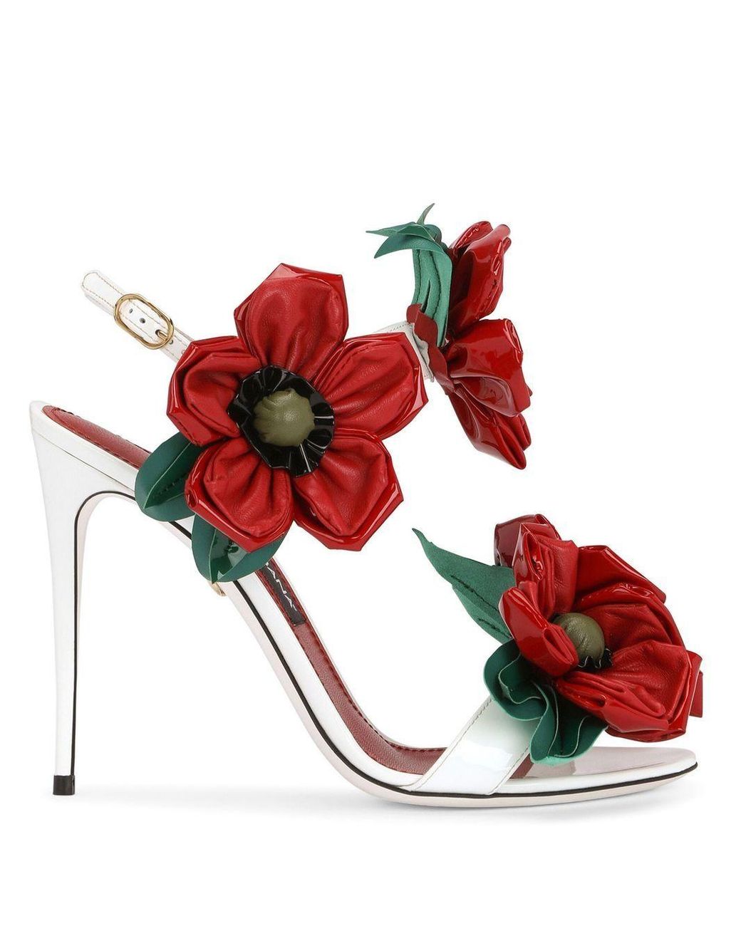 Dolce & Gabbana Floral-detail High-heel Sandals in Red | Lyst