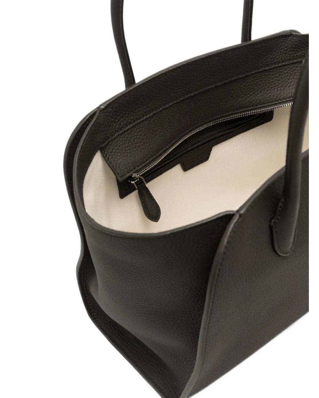 The Row Black Marlo 12 Grained Leather Tote Bag