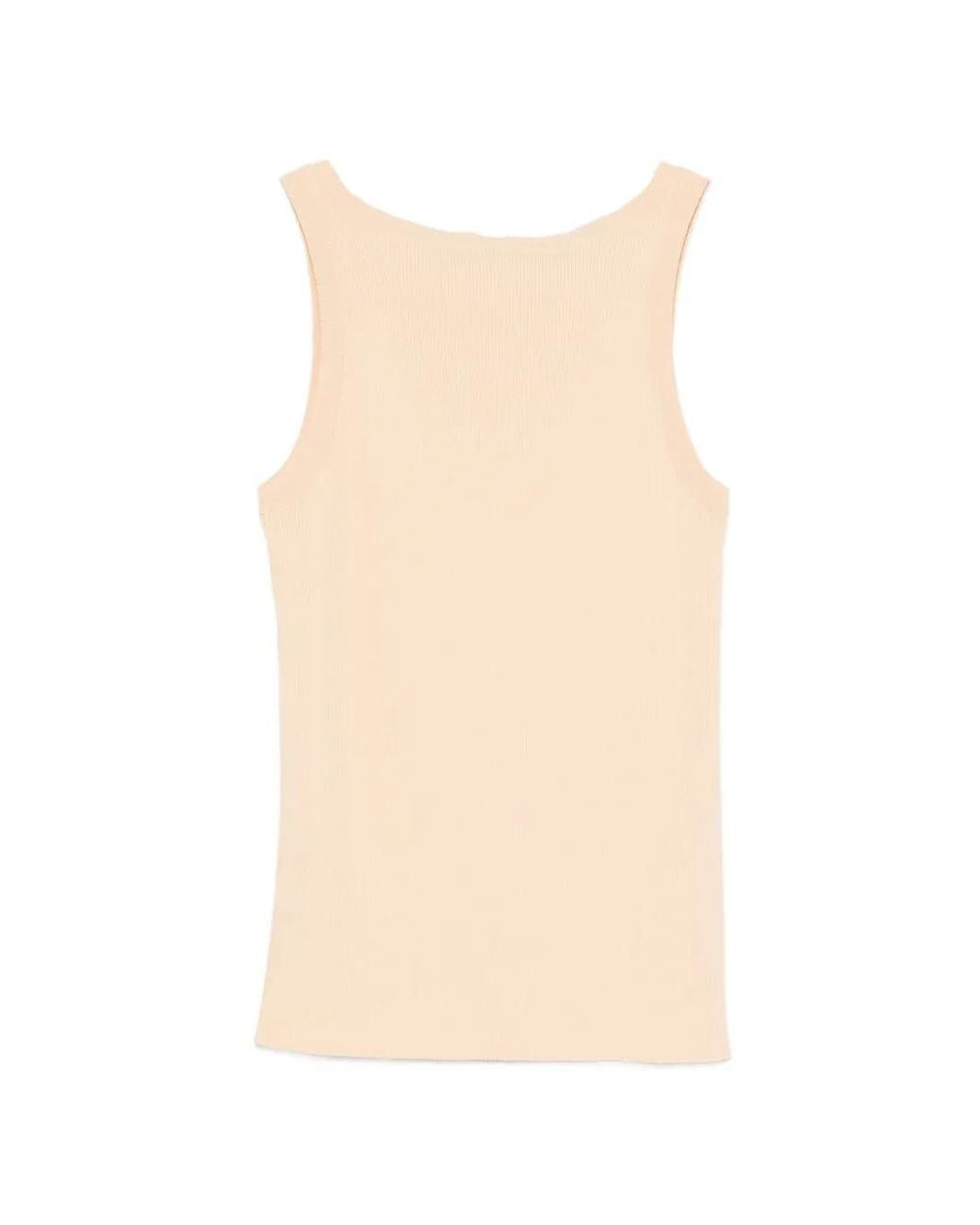 Liviana Conti Natural Ribbed-Knit Tank Top