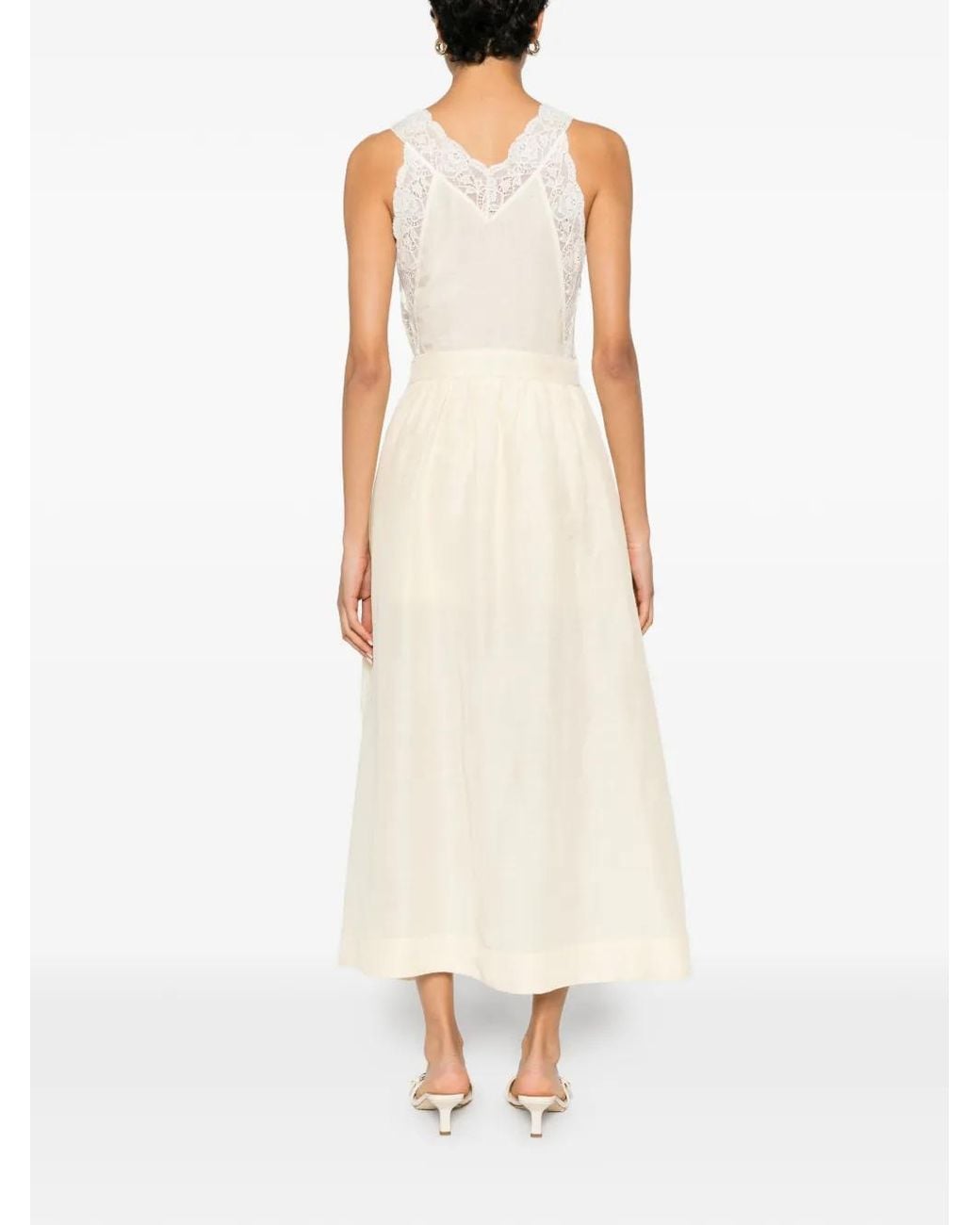 Sandro White Lace-Trim Playsuit