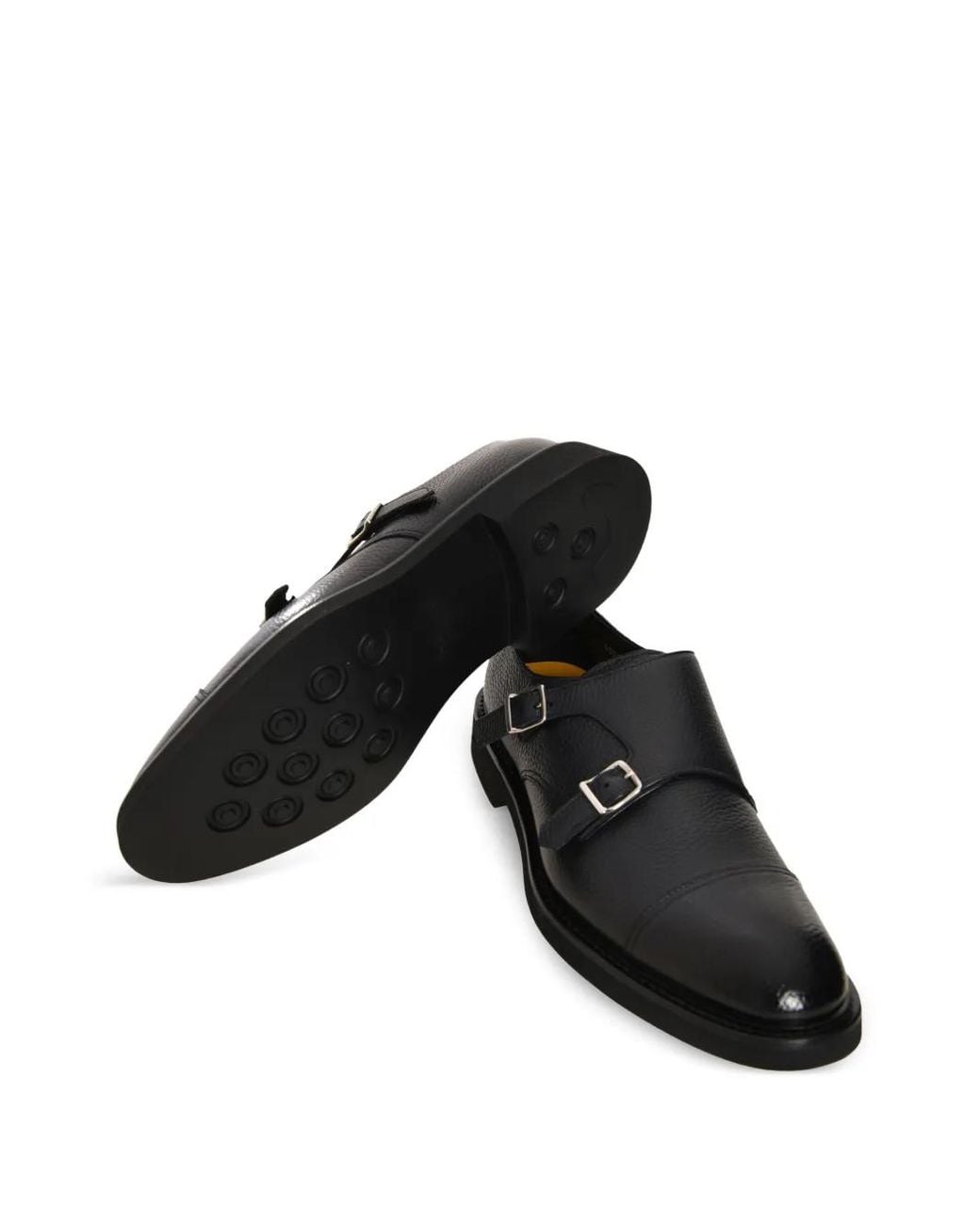 Doucal's Black Buckled Leather Shoes for men