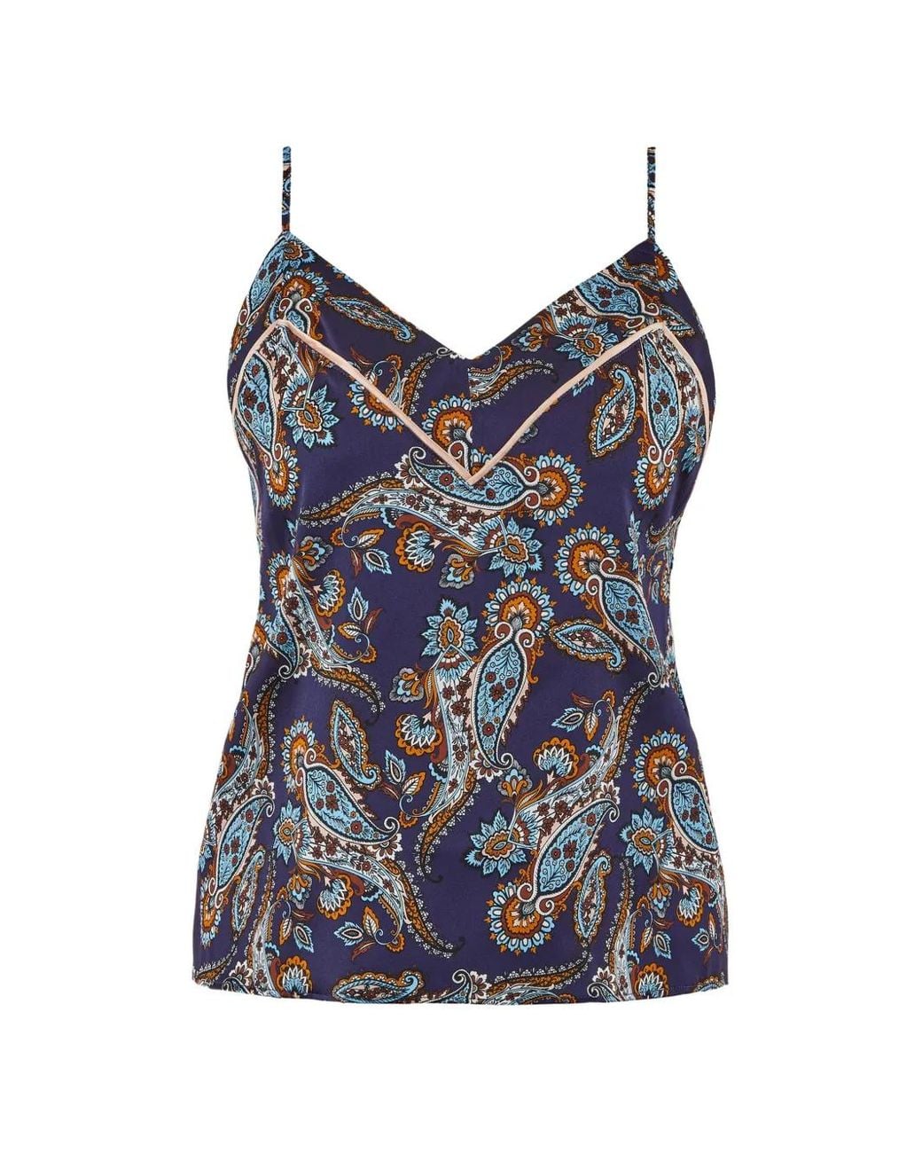 Aubade Blue Haut De Pyjama Silk By Night À Motif Cachemire