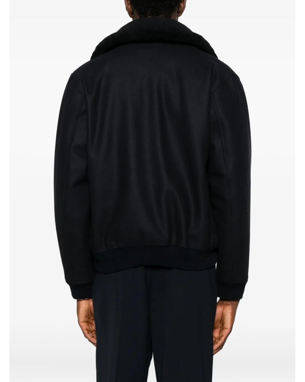 Sandro Black Wool Jacket With Shearling for men