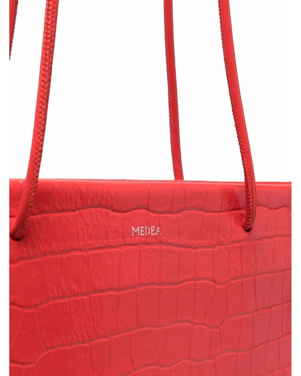 MEDEA Red Crocodile Effect Tote Bag