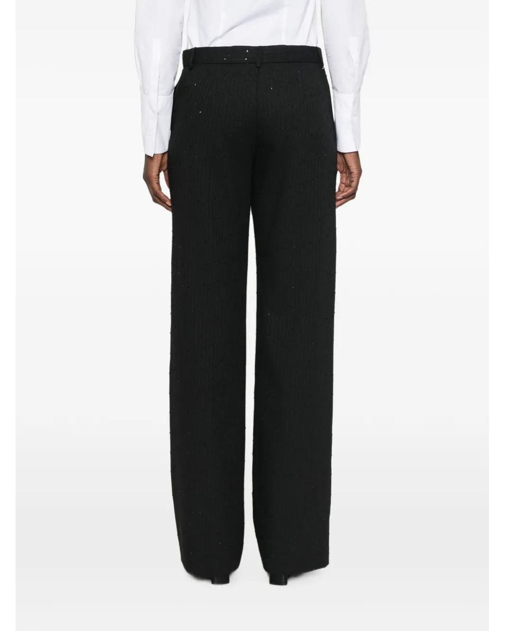 ERMANNO FIRENZE Black Crystal-Embellished Pinstripe Trousers