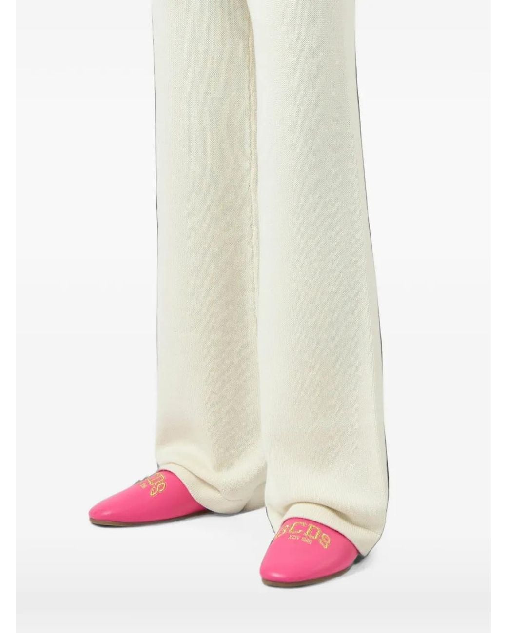 Gcds Pink Logo-Embroidered Mules