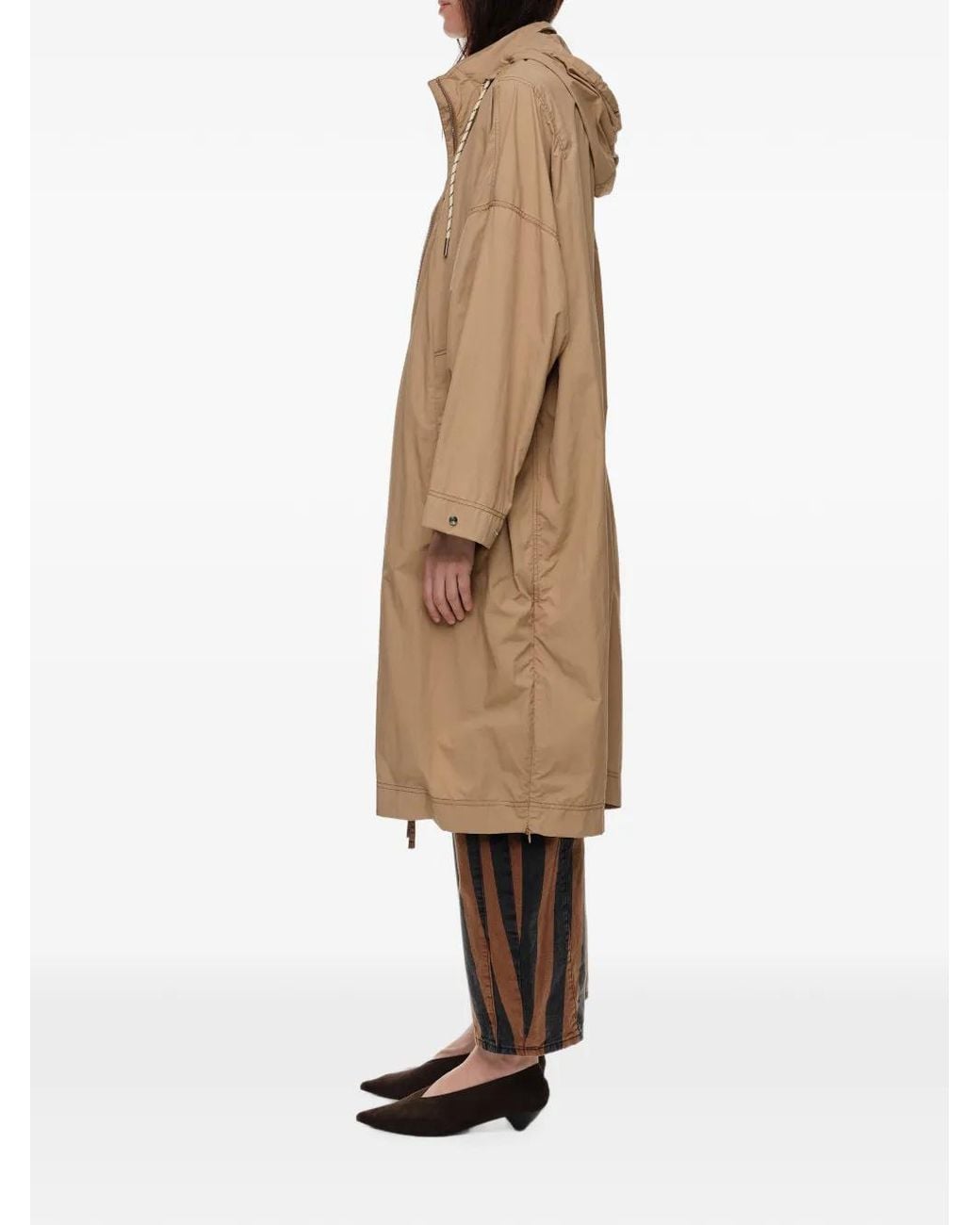 Bimba Y Lola Natural Camel Fluid A-Line Trench Coat