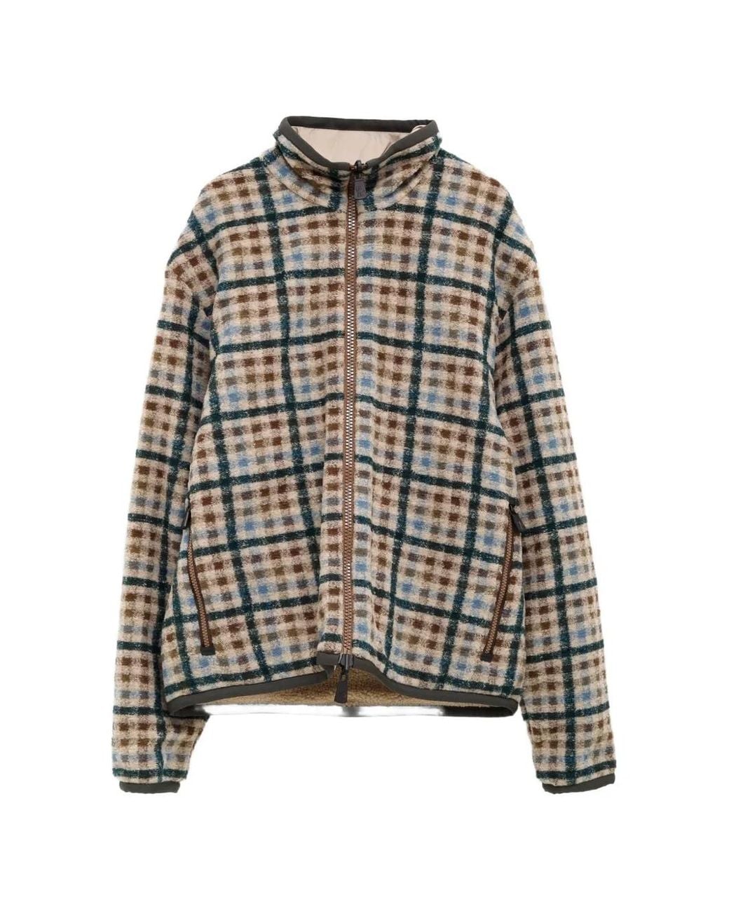 Moncler Natural Reversible Check-Print Teddy Jacket for men