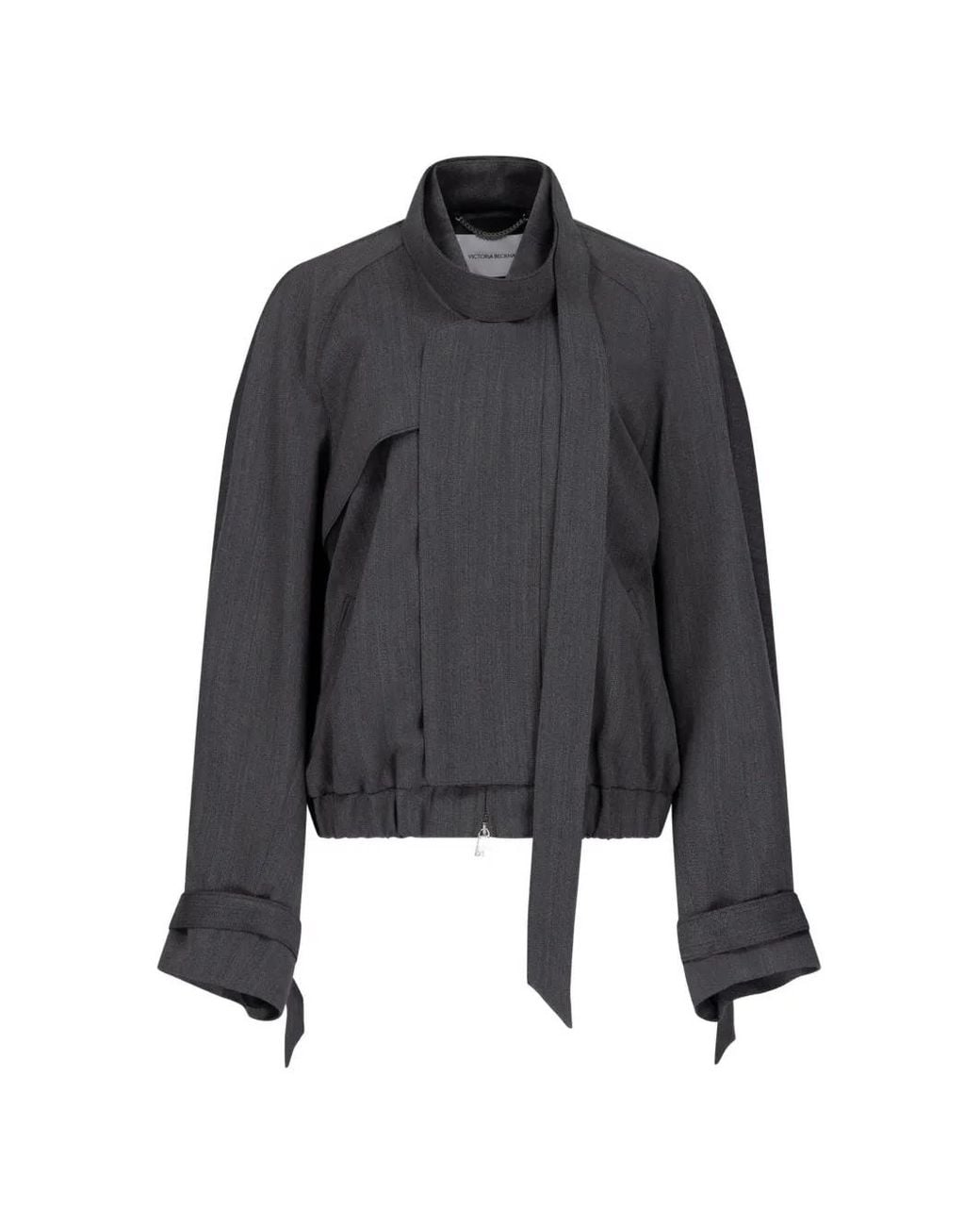 Victoria Beckham Black Jacket With Scarf Detail
