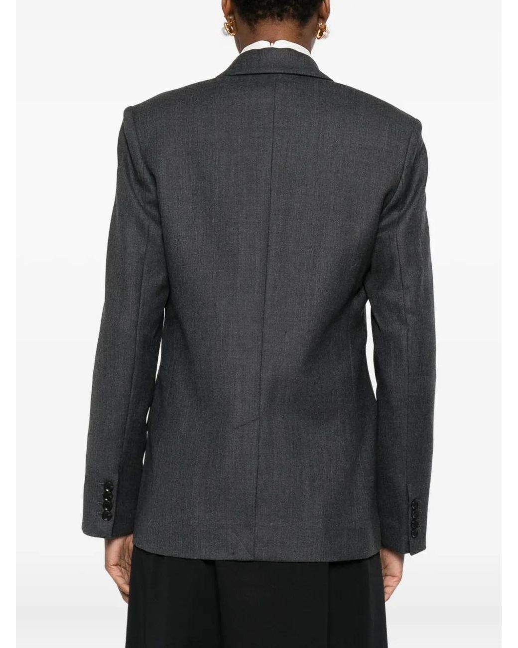 Anine Bing Gray "Ross" Single-Breasted Blazer Jacket