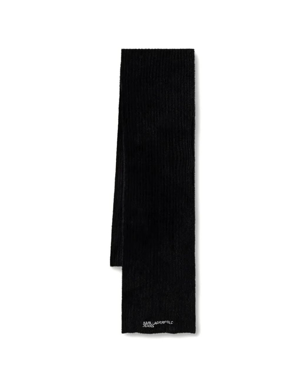 Karl Lagerfeld Black Logo-Embroidered Brushed-Effect Scarf