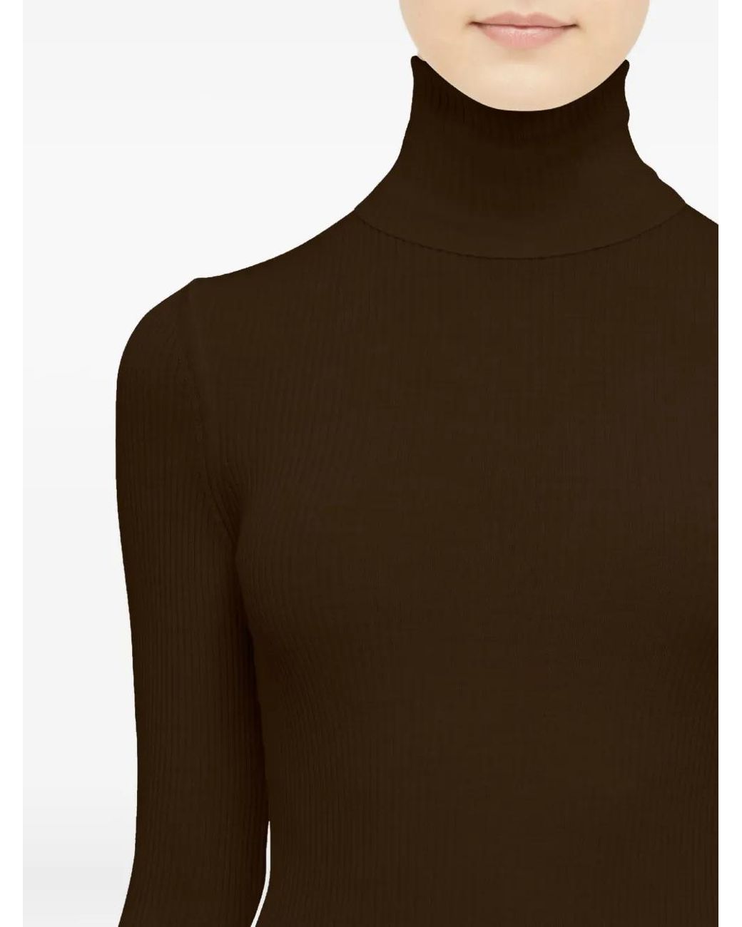 Wolford Brown Fine-Rib Turtleneck Top