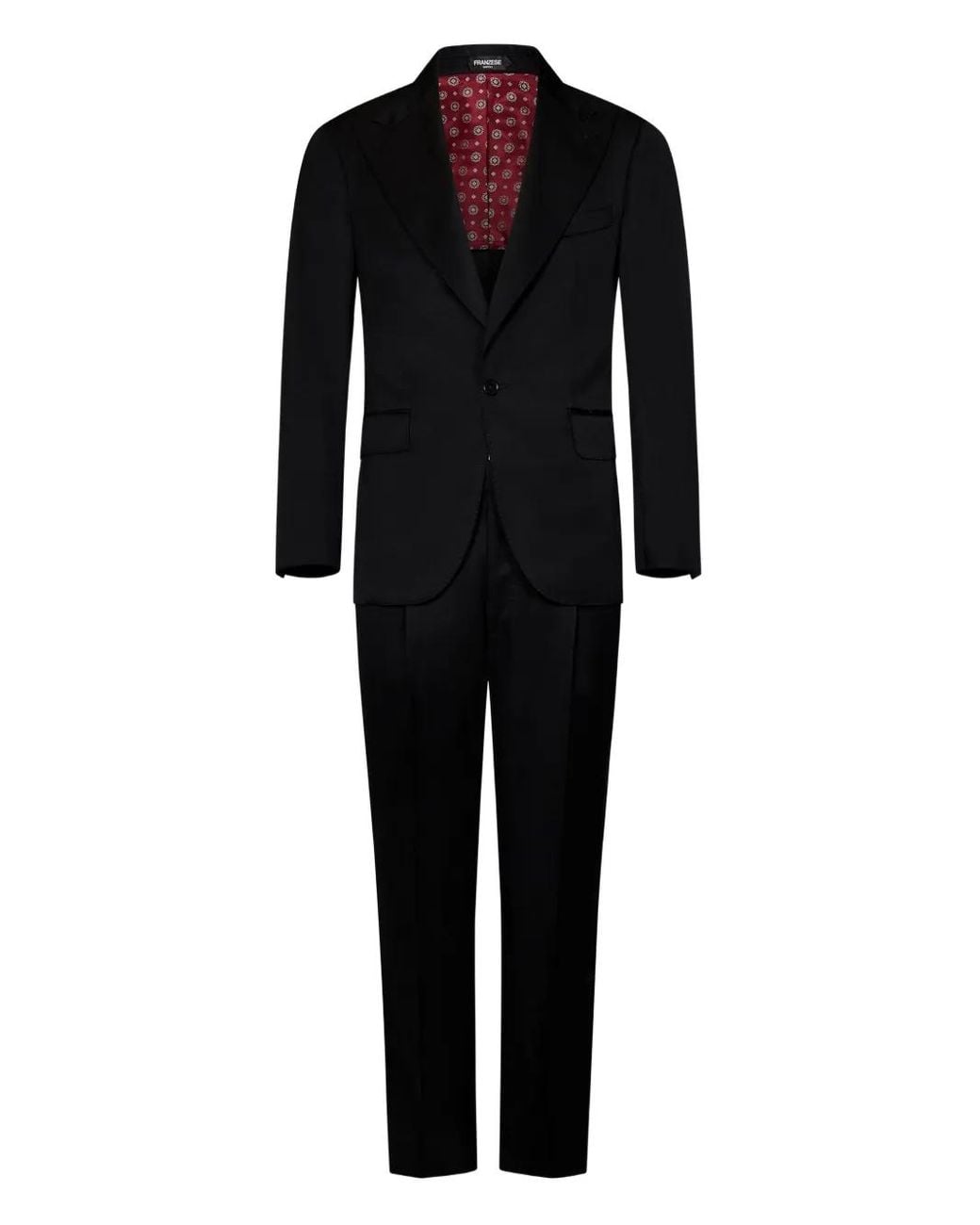 Franzese Collection Black James Bond Pinstripe Peak-Lapel Suit for men