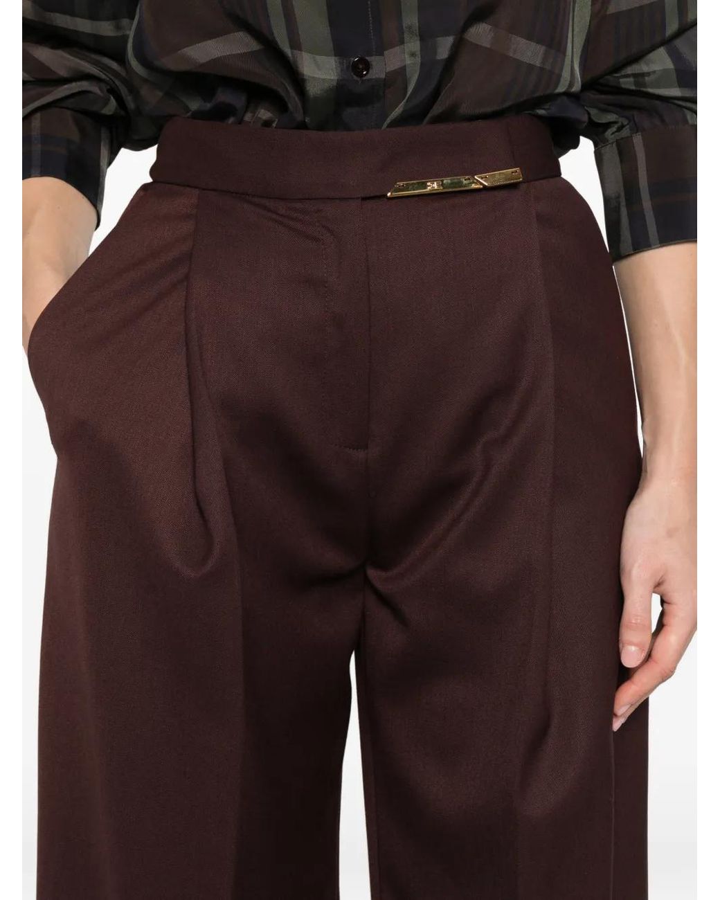 Elisabetta Franchi Purple Cacao Polyester Pants