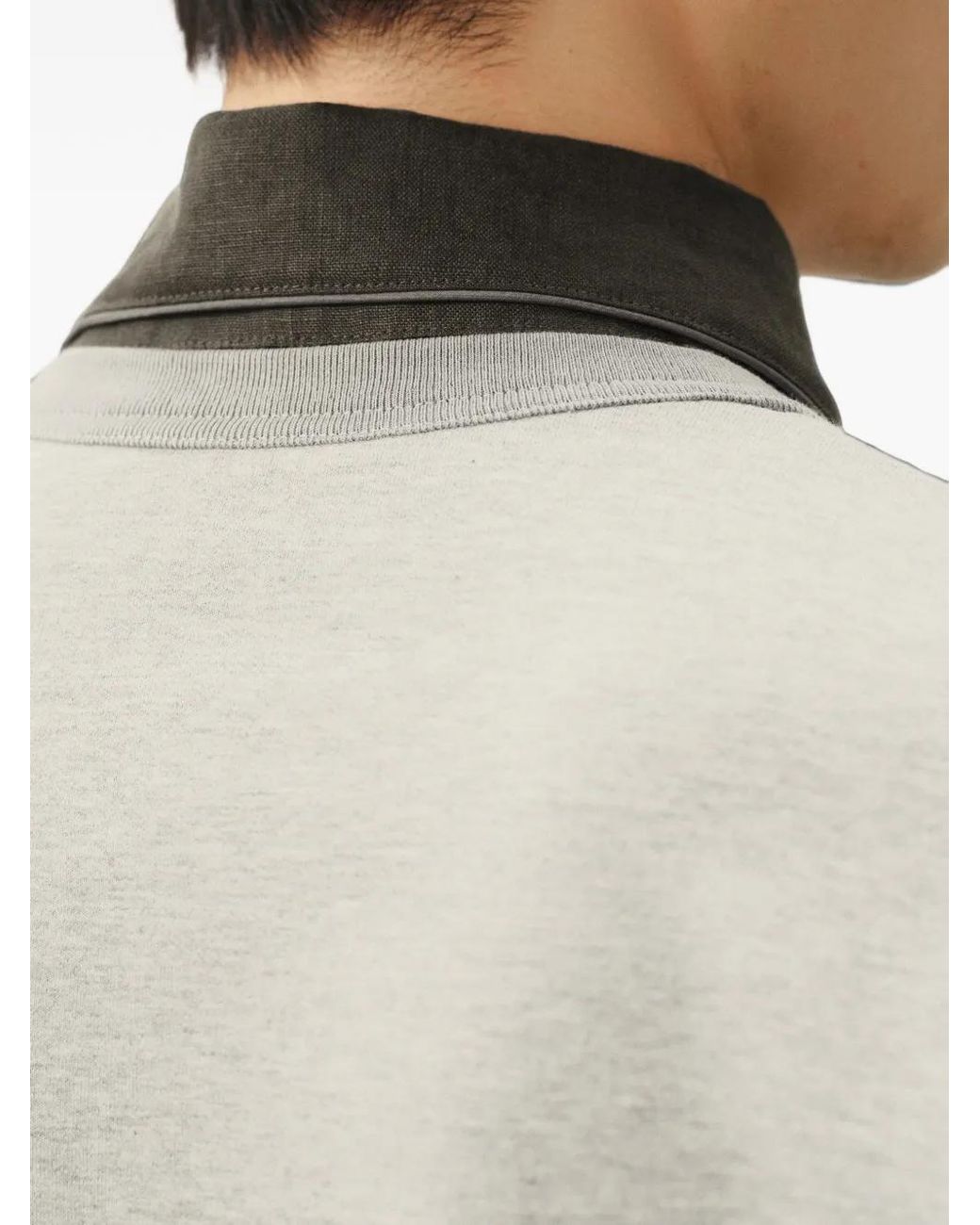 CROQUIS White Contrasting-Collar Polo Shirt for men