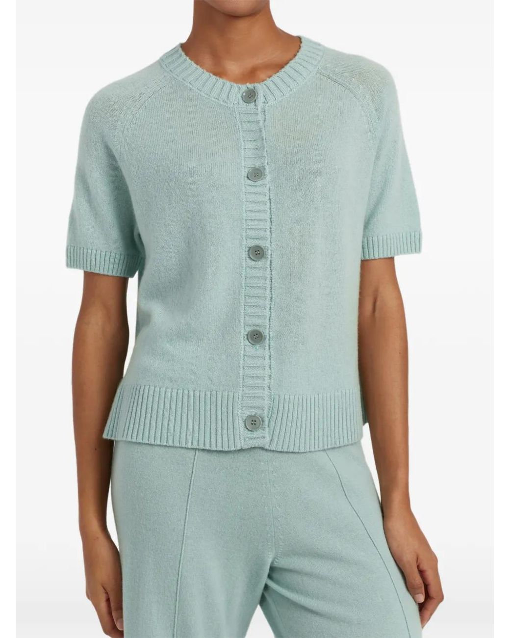 Chinti & Parker Blue Button-Up Short-Sleeve Cardigan