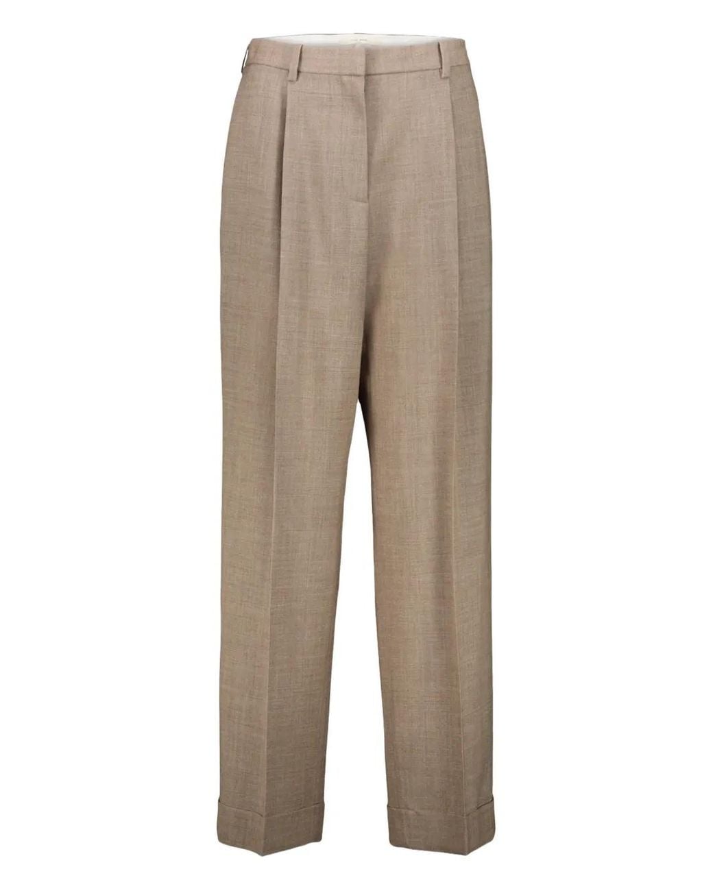 The Row Natural Neutral Tor Tailored Wool Trousers
