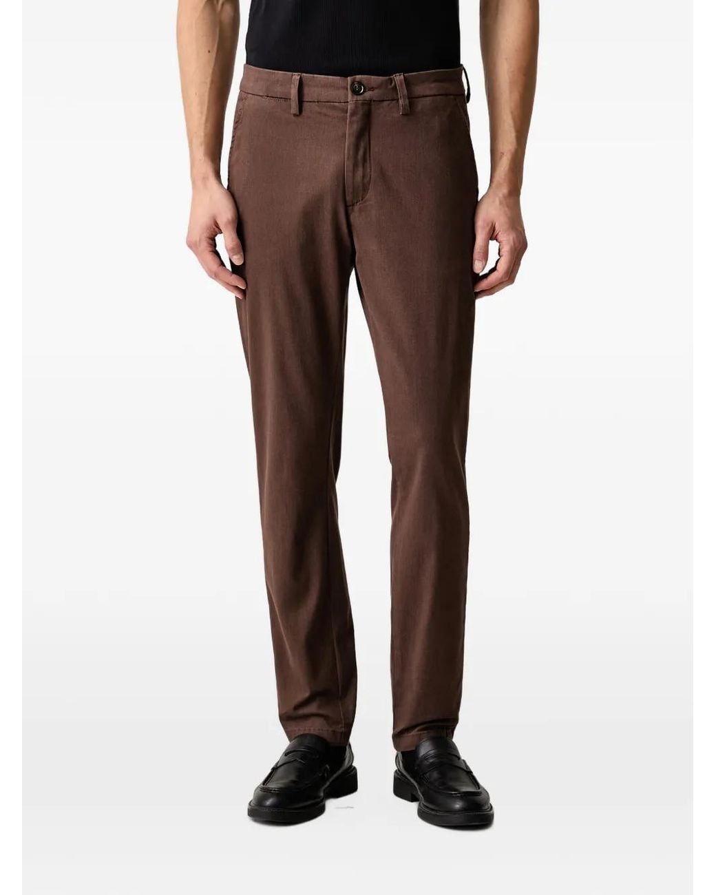 Mos Mosh Brown Hunt Button-Fastening Trousers for men