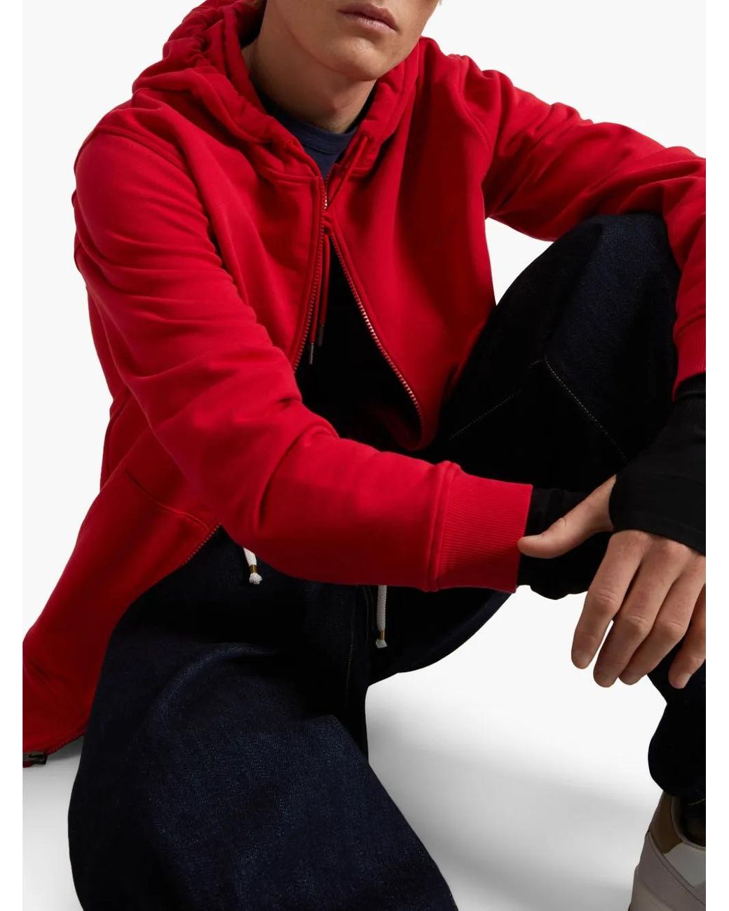 Woolrich Red Fleece Zip-Up Hoodie for men
