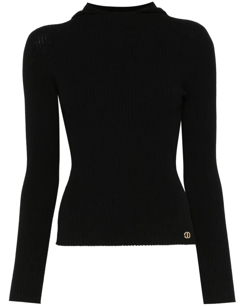 Twinset Black Ribbed Hoodie