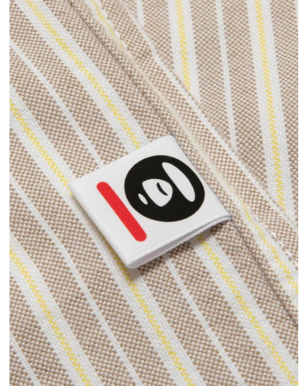 Aape By A Bathing Ape Natural Moonface Striped Cotton Shirt for men