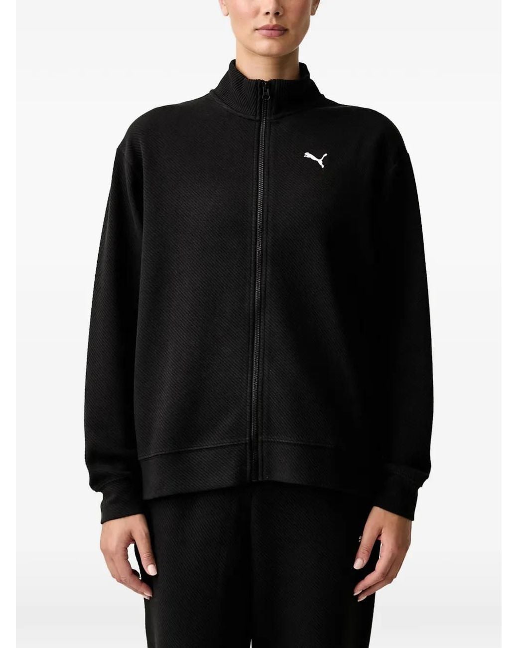 PUMA Black Logo-Patch Zip-Up Tracksuit