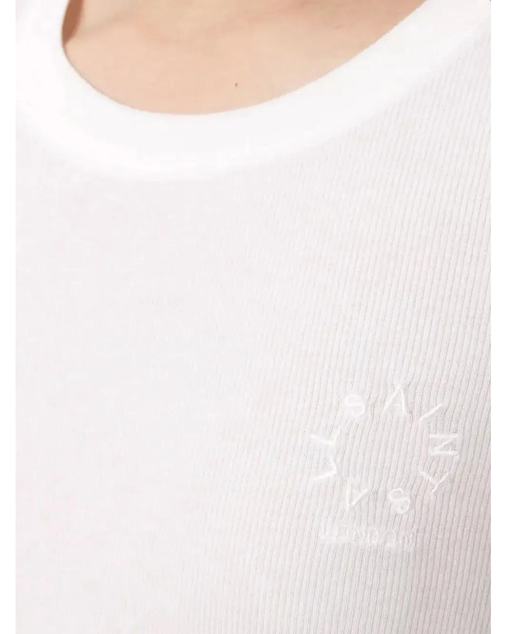 AllSaints White Logo-Embroidered Ribbed T-Shirt