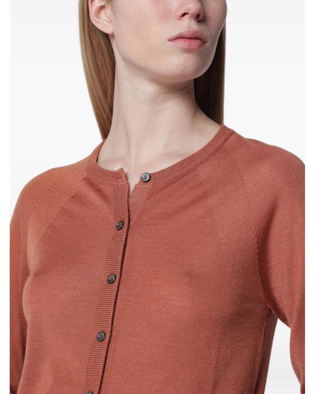 Roberto Collina Red Button-Up Cropped Cardigan