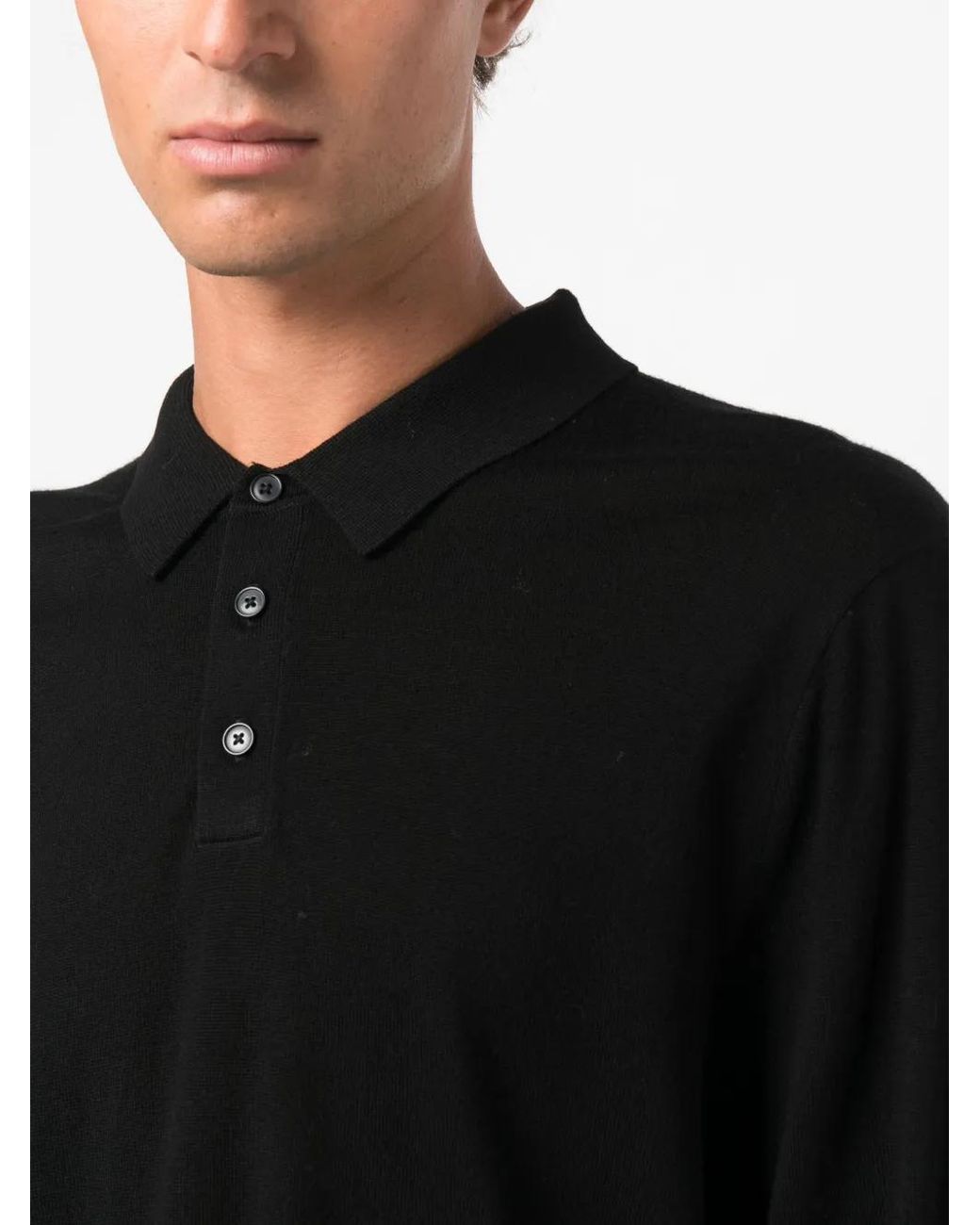 Michael Kors Black Core Merino Long Sleeves Polo for men