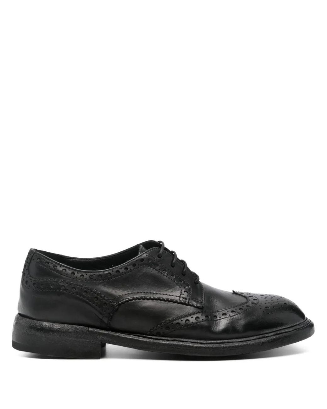 Moma Black World Leather Brogue Oxford Shoes