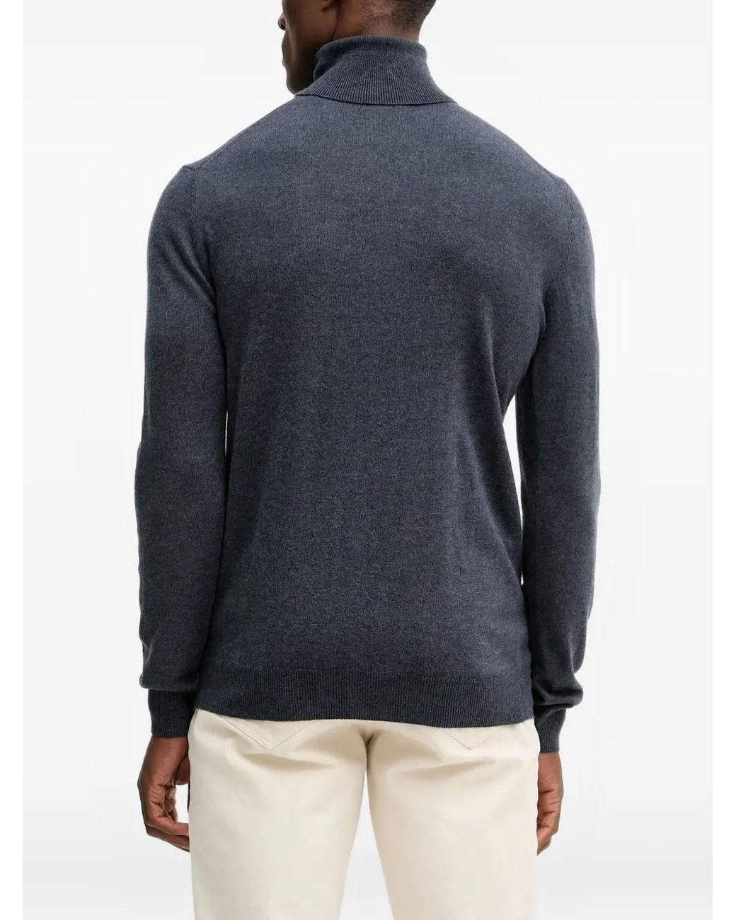 Guess Blue Roll-Neck Logo Sweater for men