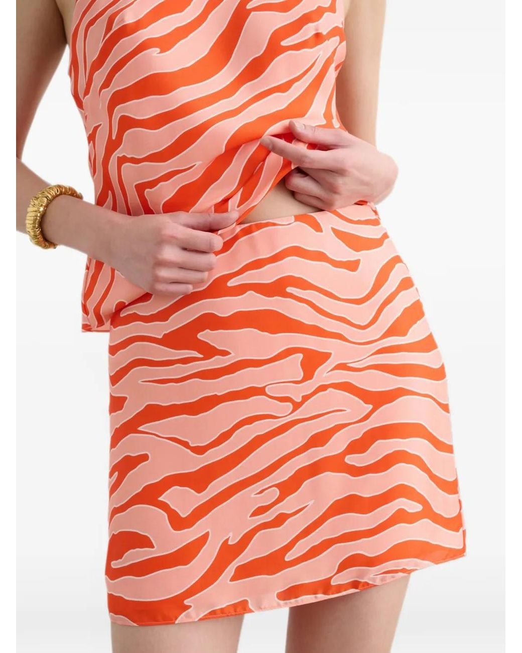 Toccin Orange Brynny Zebra-Print Skirt