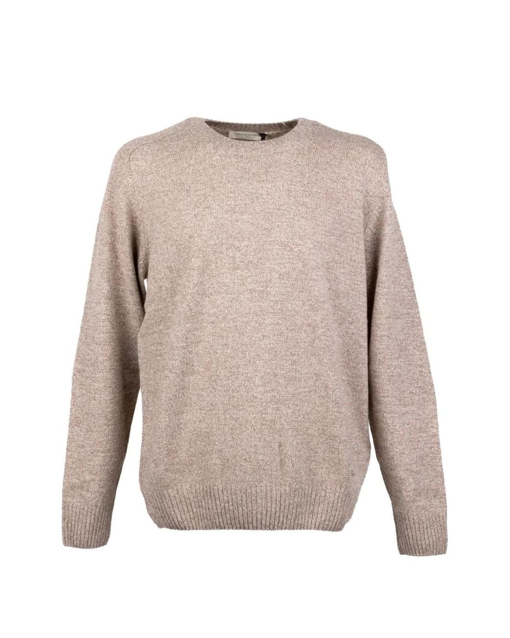 Brooksfield Natural Mélange-Effect Crew-Neck Sweater for men